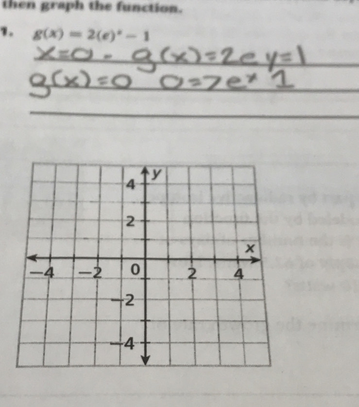 then graph the function. 
1. g(x)=2(e)^x-1