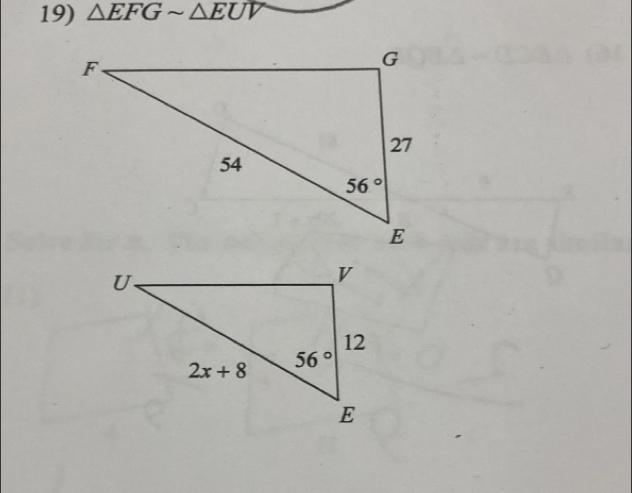 △ EFGsim △ EUV