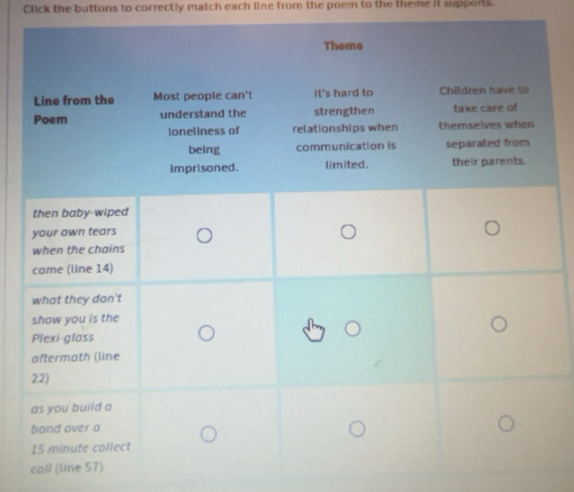 Solved: Click the buttons to correctly match each line from the poem to ...
