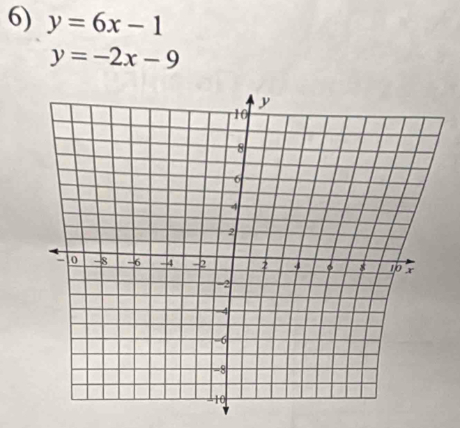 y=6x-1
y=-2x-9