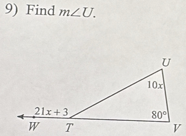 Find m∠ U.