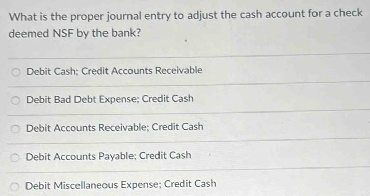 Solved: What is the proper journal entry to adjust the cash account for ...