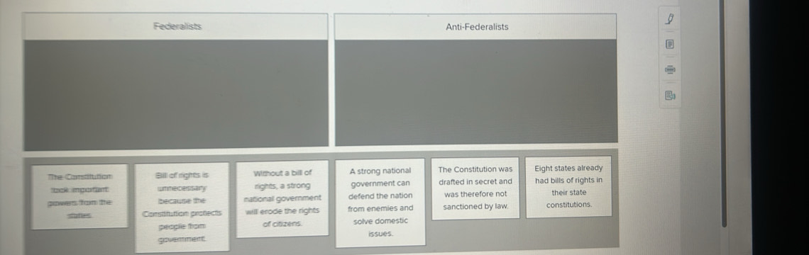 Solved: Federalists Anti-Federalists The Constitution Bill of rightts ...