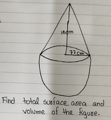 Find totaand 
volume of the figure.