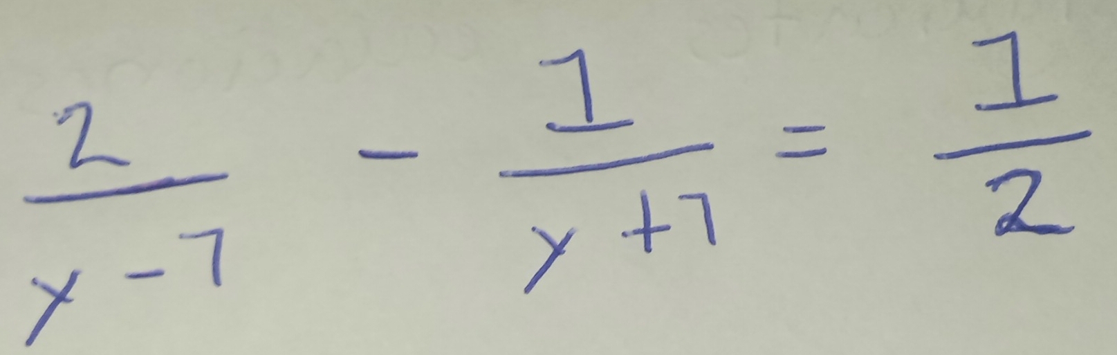  2/x-7 - 1/x+7 = 1/2 