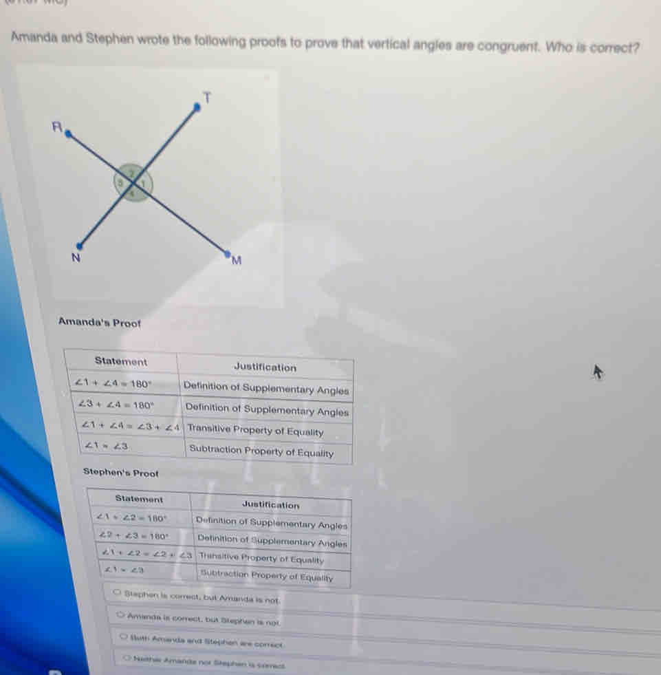 Solved: Amanda and Stephen wrote the following proofs to prove that ...