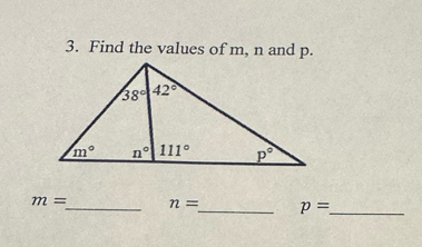 Find the values of m, n and p.
m= _ n= _ p= _