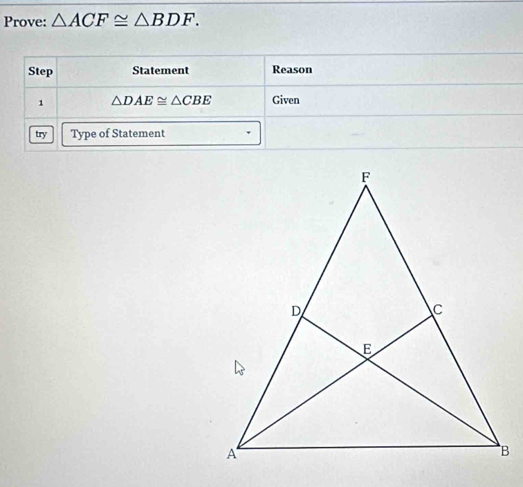 Prove: △ ACF≌ △ BDF.