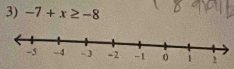 -7+x≥ -8