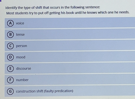 Solved: Identify the type of shift that occurs in the following ...