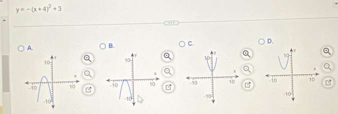 y=-(x+4)^2+3
A. 
B. 
C. 
D.