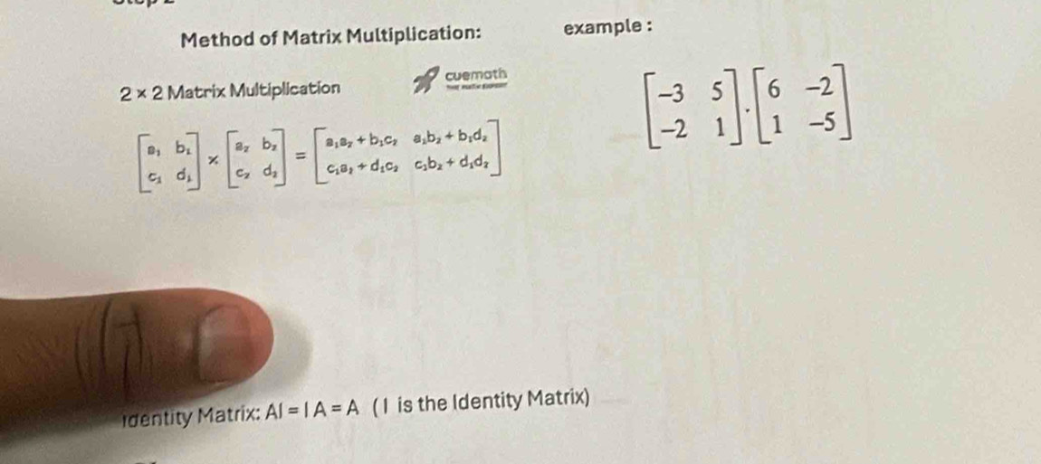 Solved: Method of Matrix Multiplication: example : cuemath 2* 2 Matrix ...