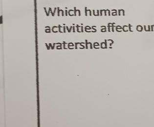 Which human 
activities affect our 
watershed?