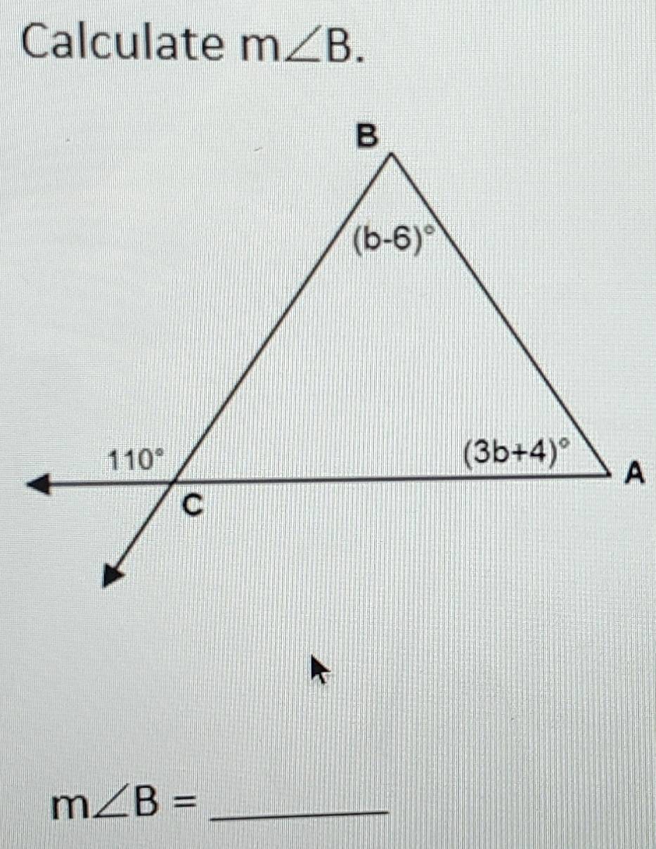 Calculate m∠ B.
_ m∠ B=