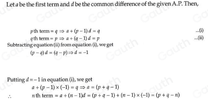 Solved: EXAMPLE 30 If the p^(th) term of an A. P. is q and the q^(th ...