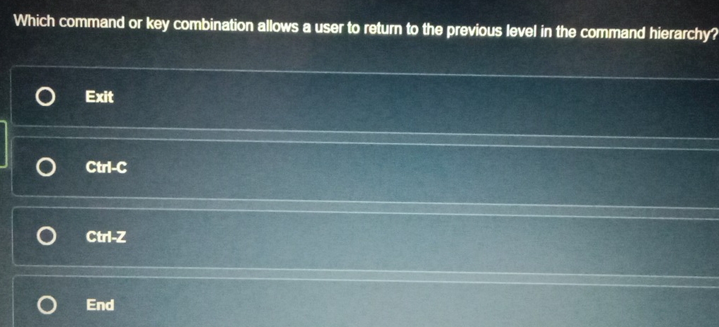 Telah dijawab:Which command or key combination allows a user to return ...
