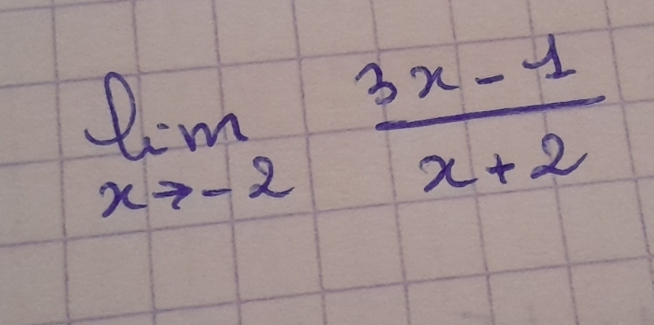 limlimits _xto -2 (3x-1)/x+2 