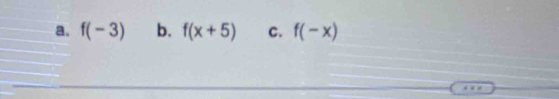 a. f(-3) b. f(x+5) C. f(-x)