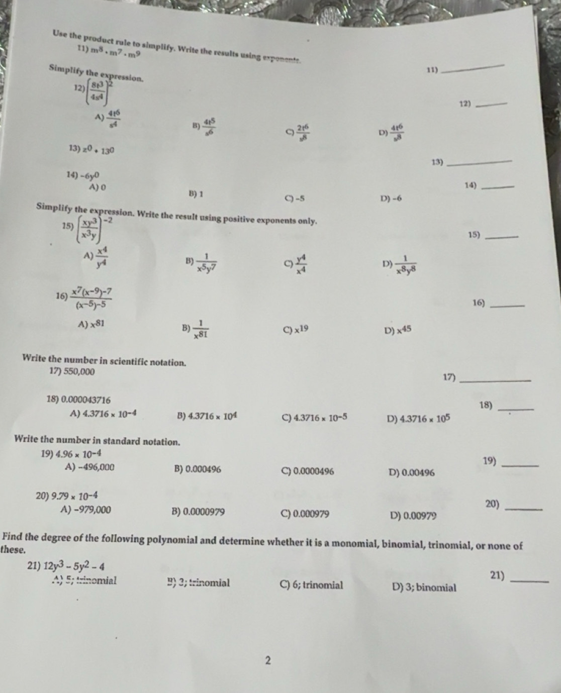 Solved: Use the product rule to simplify. Write the results using ...