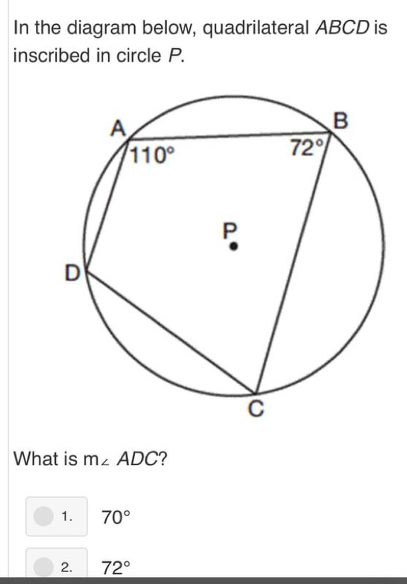 Solved: In the diagram below, quadrilateral ABCD is inscribed in circle ...