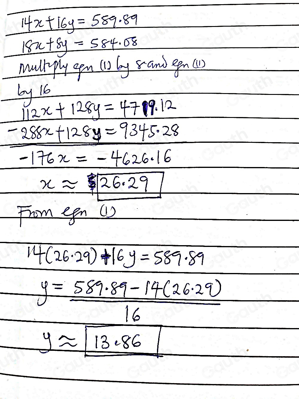 Solved: A waitress sold 14 ribeye steak dinners and 16 grilled salmon ...