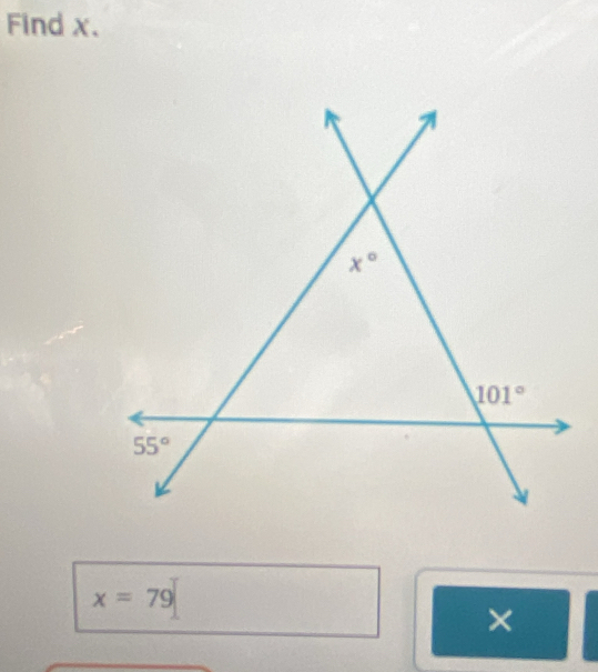 Find x.
x=79
×