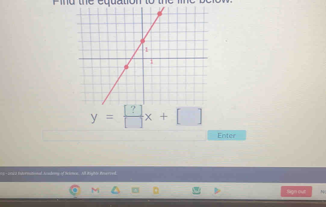 Pind the equation to the
Enter
01- 20122 International Acadomy of Science. All Rights Reserced.
M Sign out N