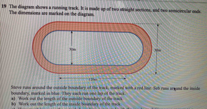 Solved: The diagram shows a running track. It is made up of two ...
