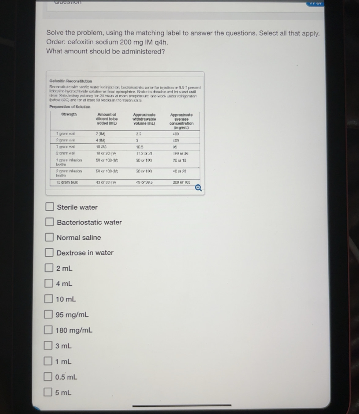 Solved: Solve the problem, using the matching label to answer the ...