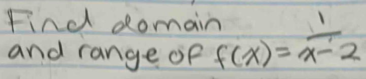 Find domain 
and range of
f(x)= 1/x-2 