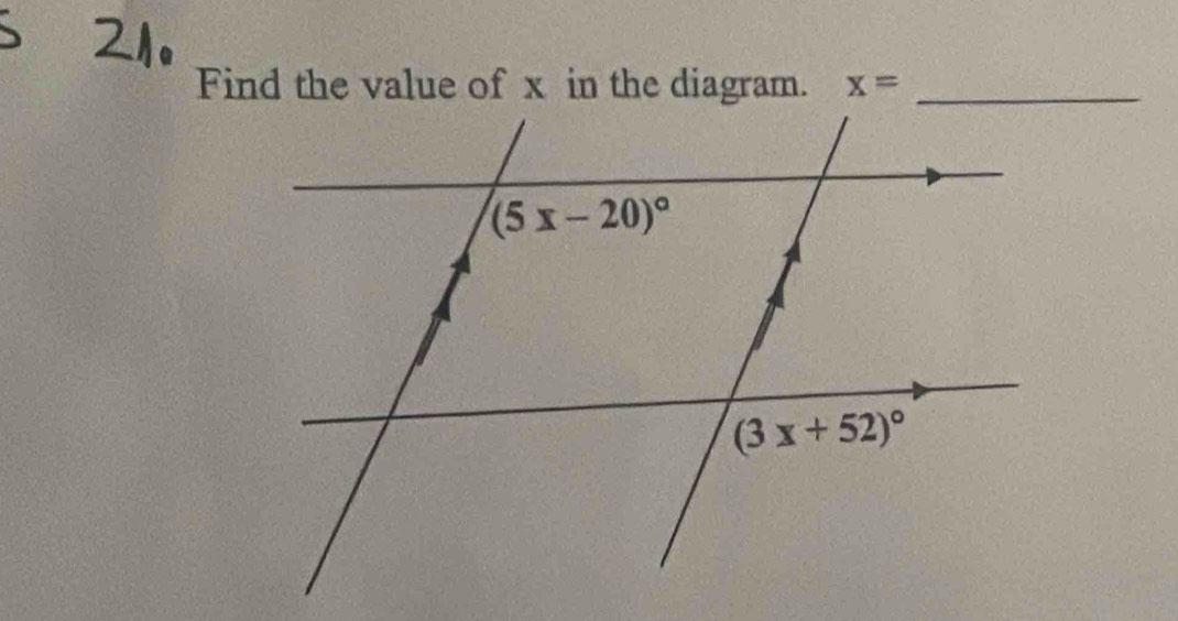 Find the value of x in the diagram.