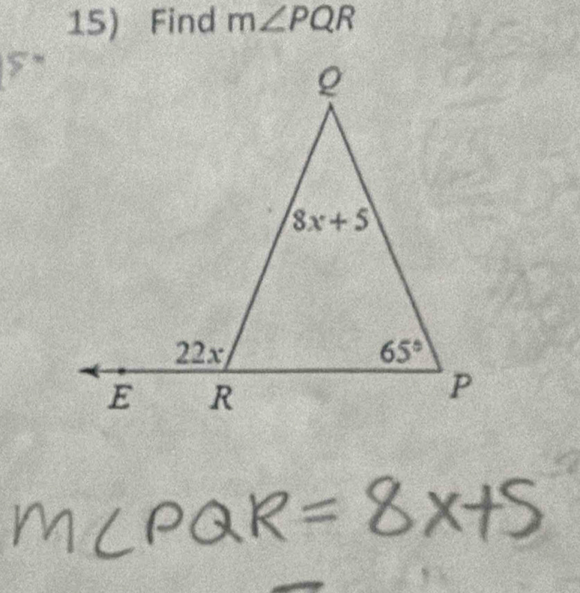 Find m∠ PQR