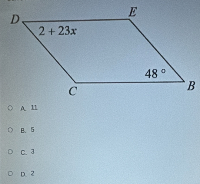 A. 11
B、 5
C. 3
D、2