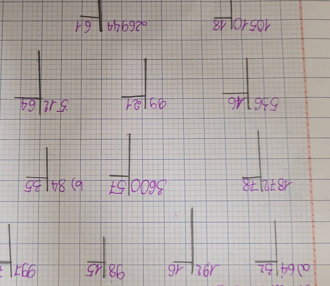 al 64 22/□   
-19frac 1-19-10frac 16 
98|frac 15
997|
184 72/□  
3600sqrt(57) () 
□ 
frac 1
84| 35/□  
5361 16/□  
 09121/□  
beginarrayr 3:11encloselongdiv 64 -□  hline endarray
10510frac 18
269 44 61
1 
□