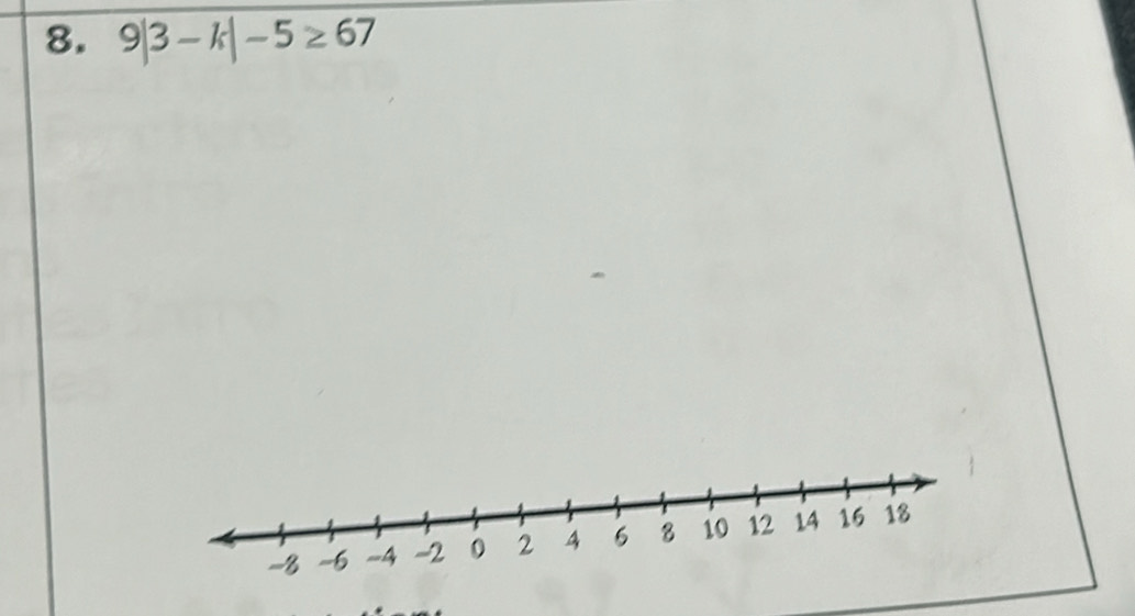 9|3-k|-5≥ 67