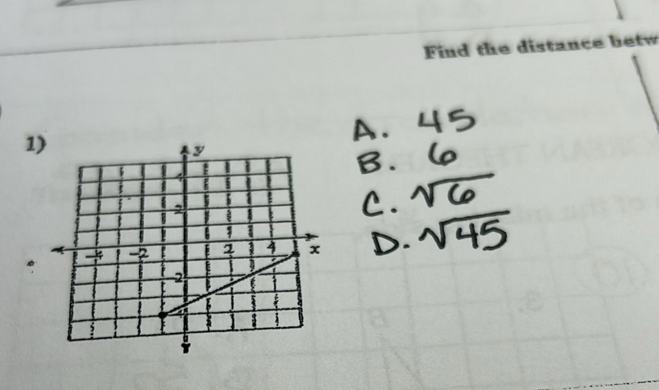 Find the distance betw 
1