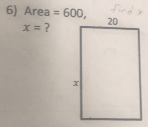 Area
x= ?