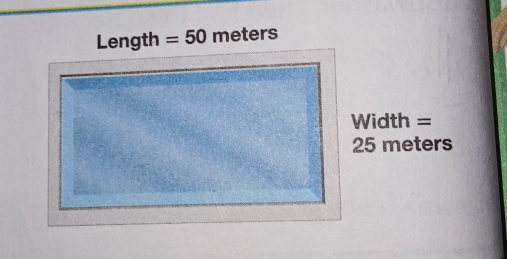 Length =50 meters
Width =
25 meters