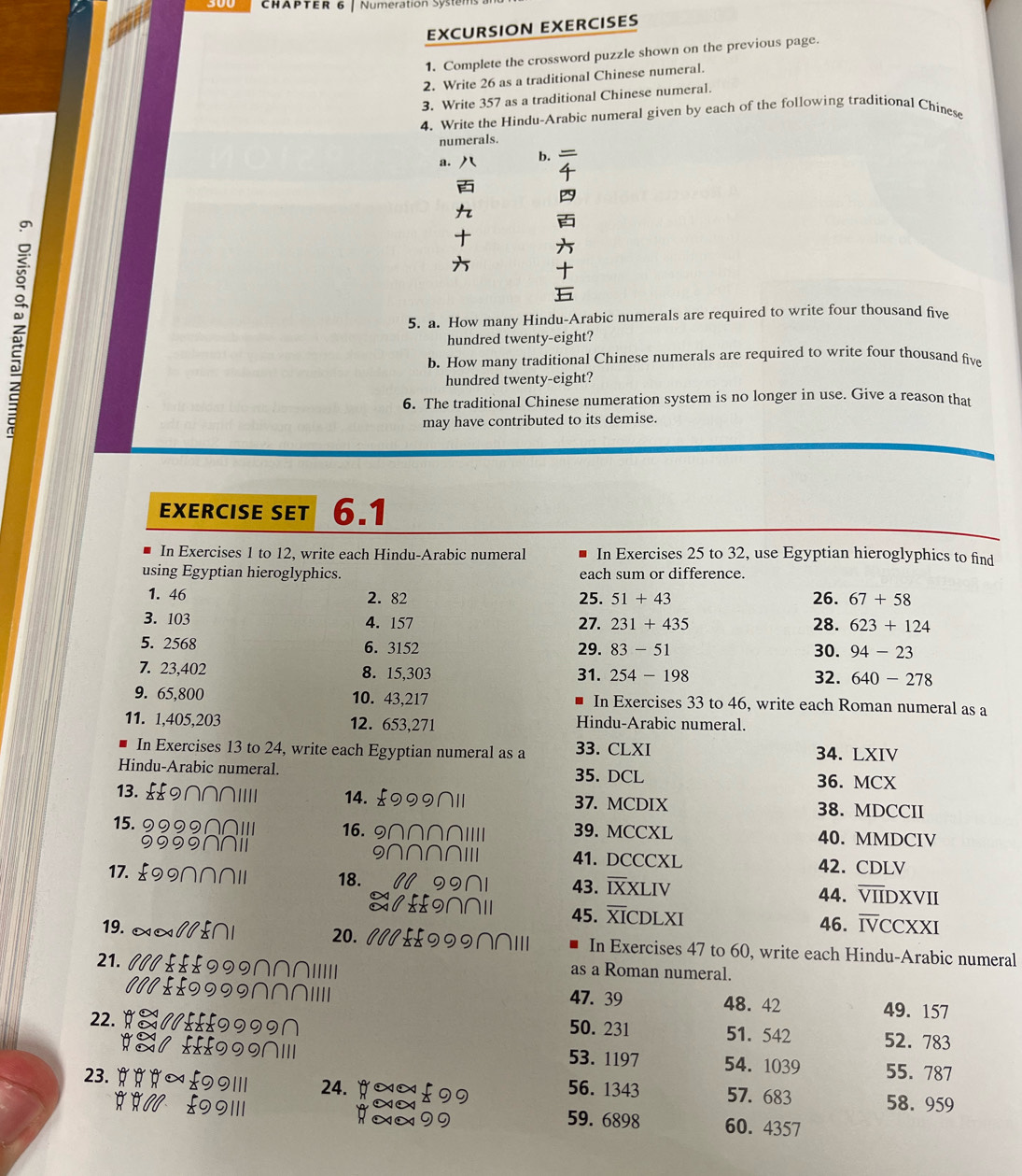 Solved: CHAPTER 6 Numeration Syste EXCURSION EXERCISES 1. Complete the ...