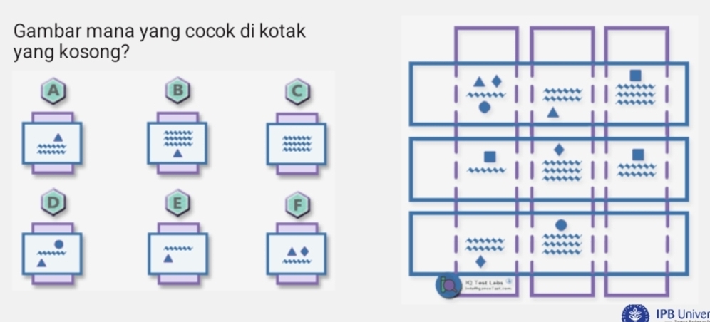 Gambar mana yang cocok di kotak 
yang kosong? 
IPB Univer