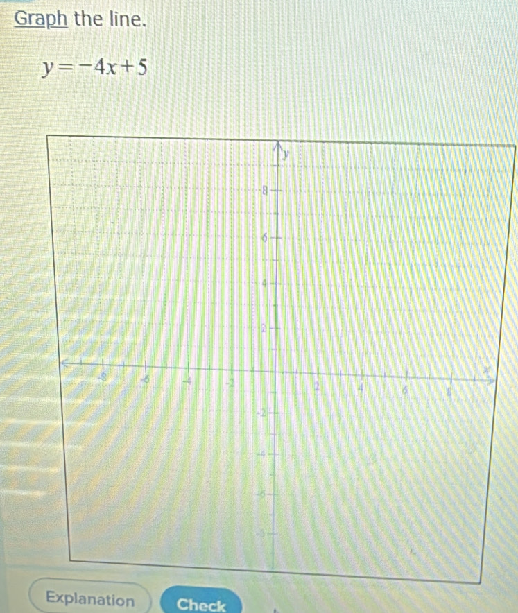 Graph the line.
y=-4x+5
Explanation Check