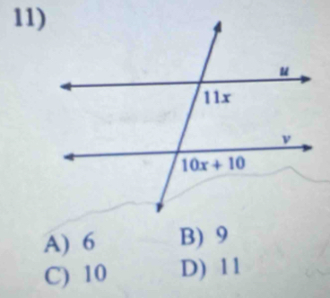 A) 6 B) 9
C) 10 D) 11