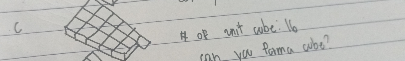 of unit cobe: 16 
can you forma cube?