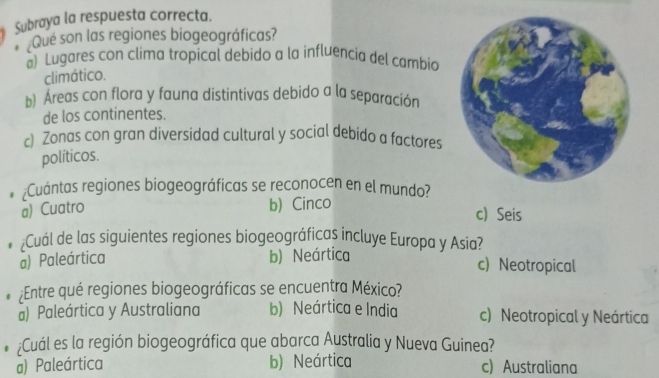 Resuelto:Subraya la respuesta correcta. Que son las regiones ...