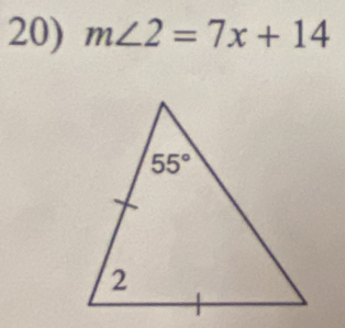 m∠ 2=7x+14