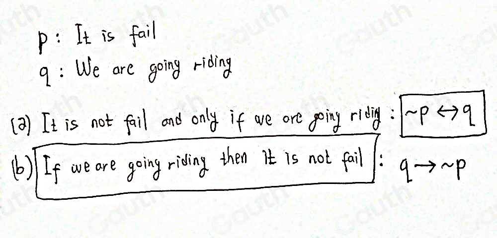 Solved: Consider statements and P: It is fall. Q: We are going riding ...