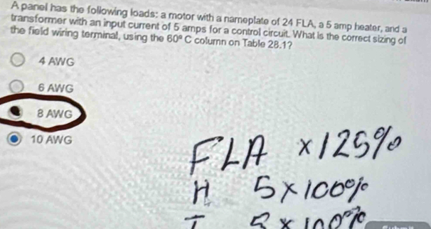 Solved: A panel has the following loads: a motor with a nameplate of 24 ...