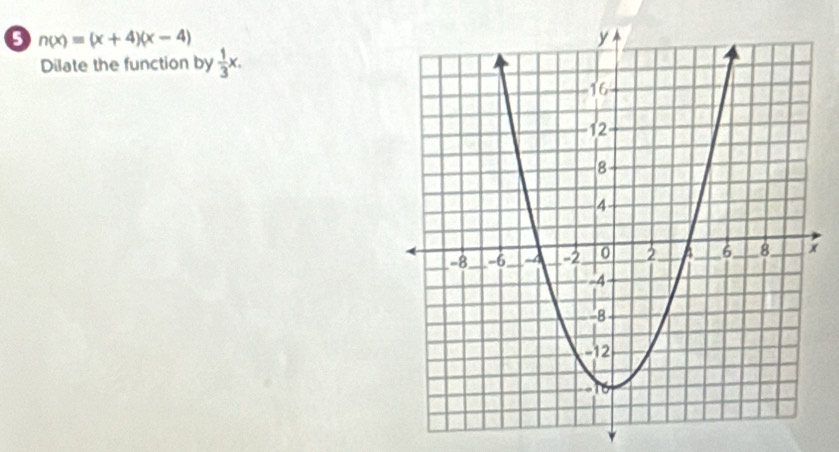 n(x)=(x+4)(x-4)
Dilate the function by  1/3 x.