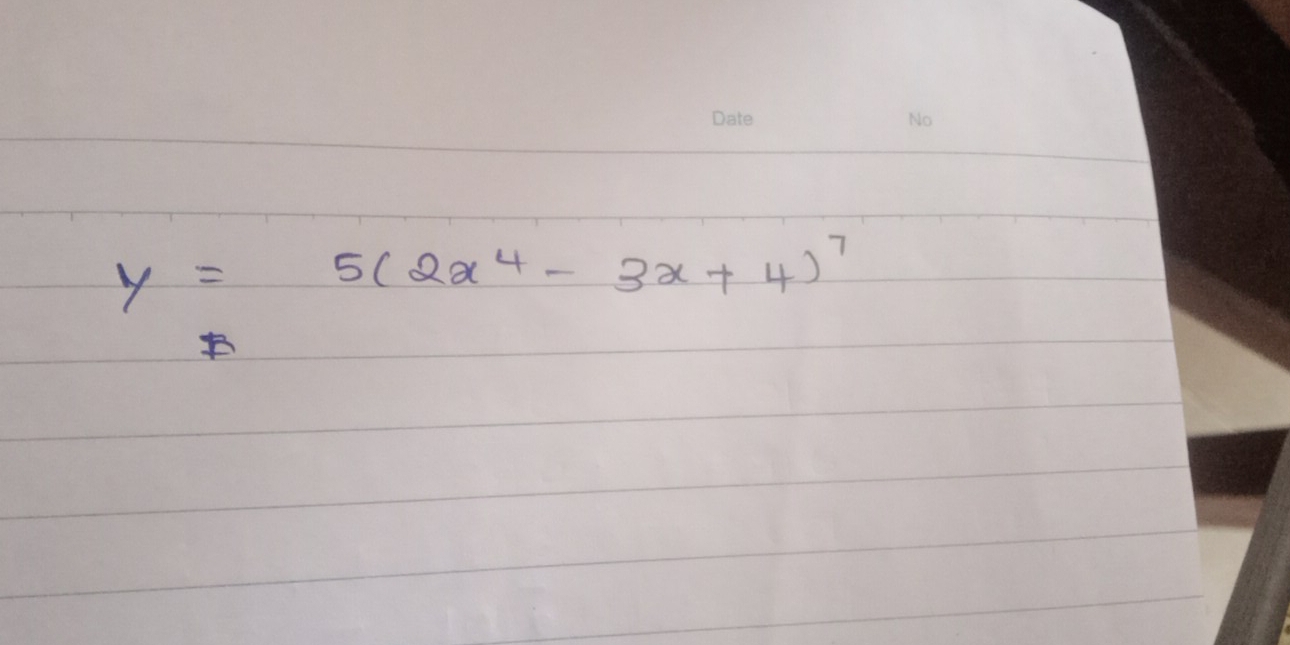 y=5(2x^4-3x+4)^7