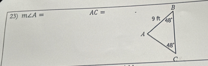 m∠ A=
AC=